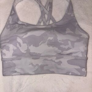 lululemon athletica Light Gray Camo Strappy Sports Bra size 4